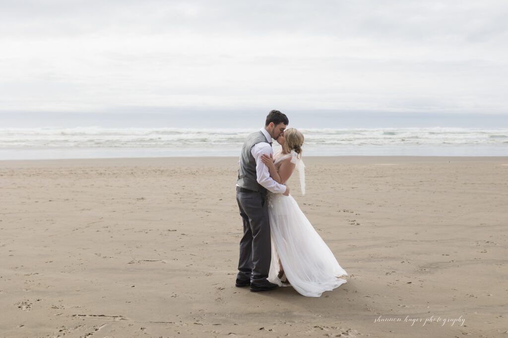 spring elopement photos at cannon beach oregon