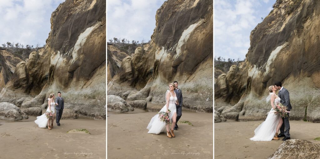 spring elopement photos at cannon beach oregon