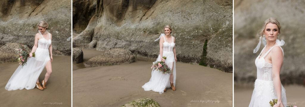 spring elopement photos at hug point