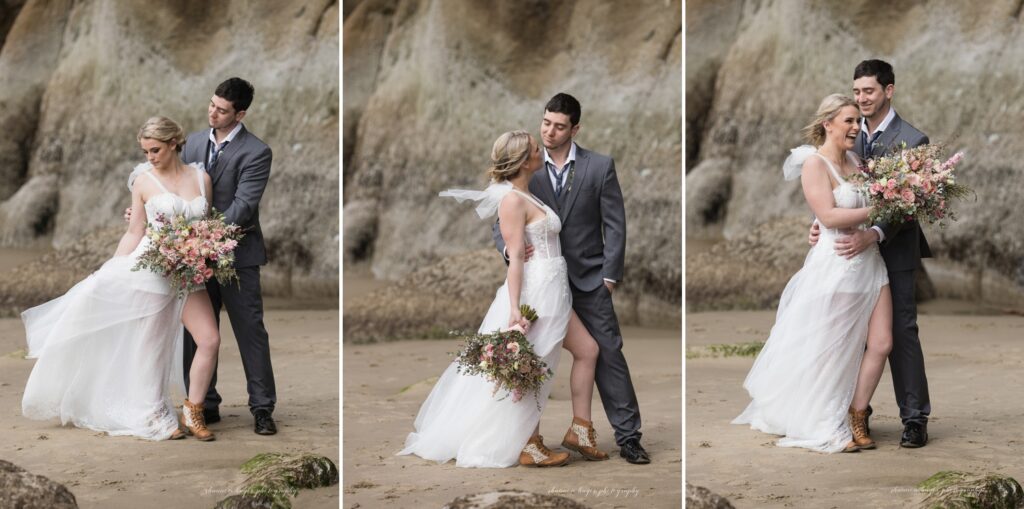 spring elopement photos at hug point
