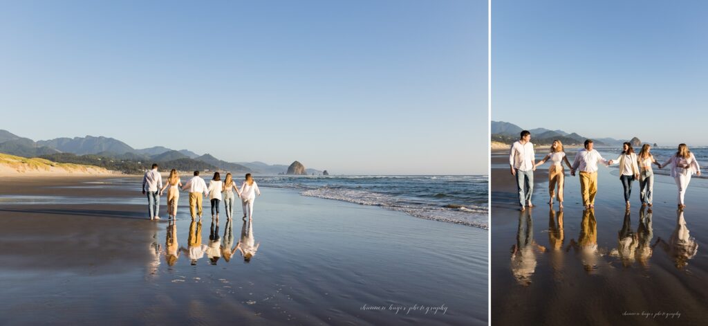 oregon coast family photos with older kids at sunset