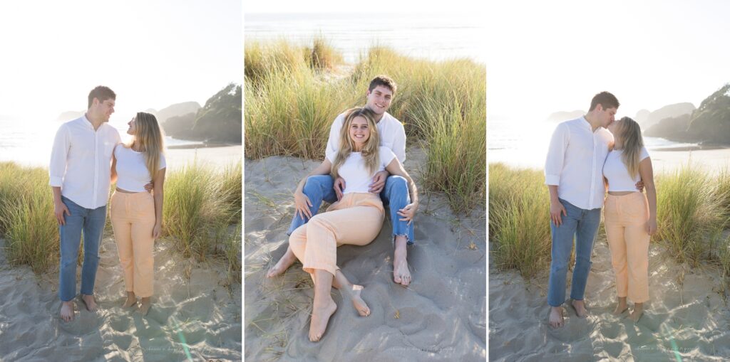 oregon coast family photos with older kids at sunset