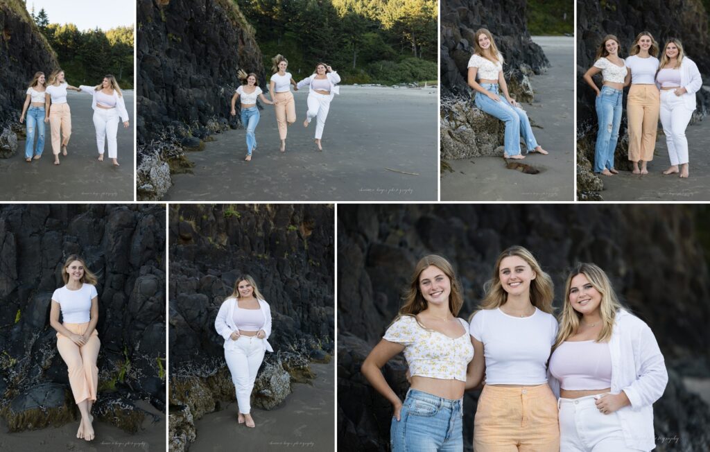 oregon coast family photos with older kids at sunset