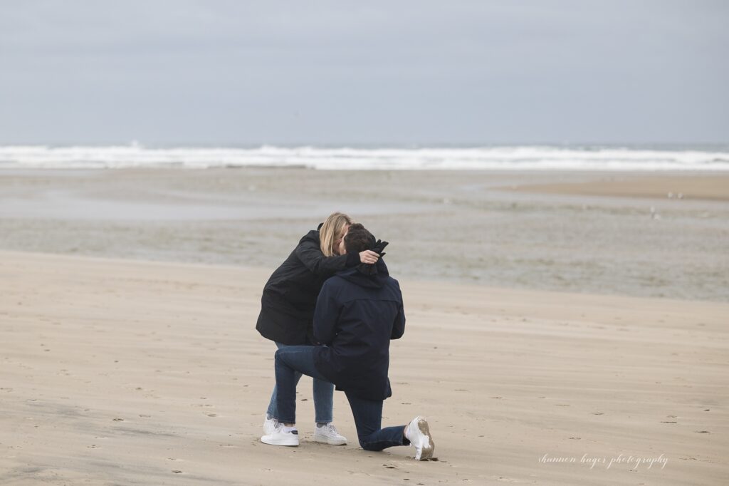 oregon coast wedding proposal on the beach