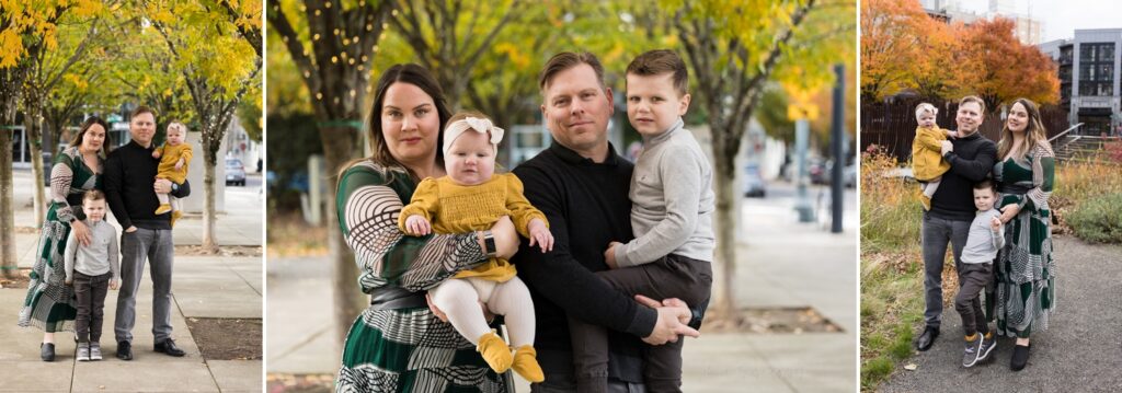 portland fall family photos in the leaves