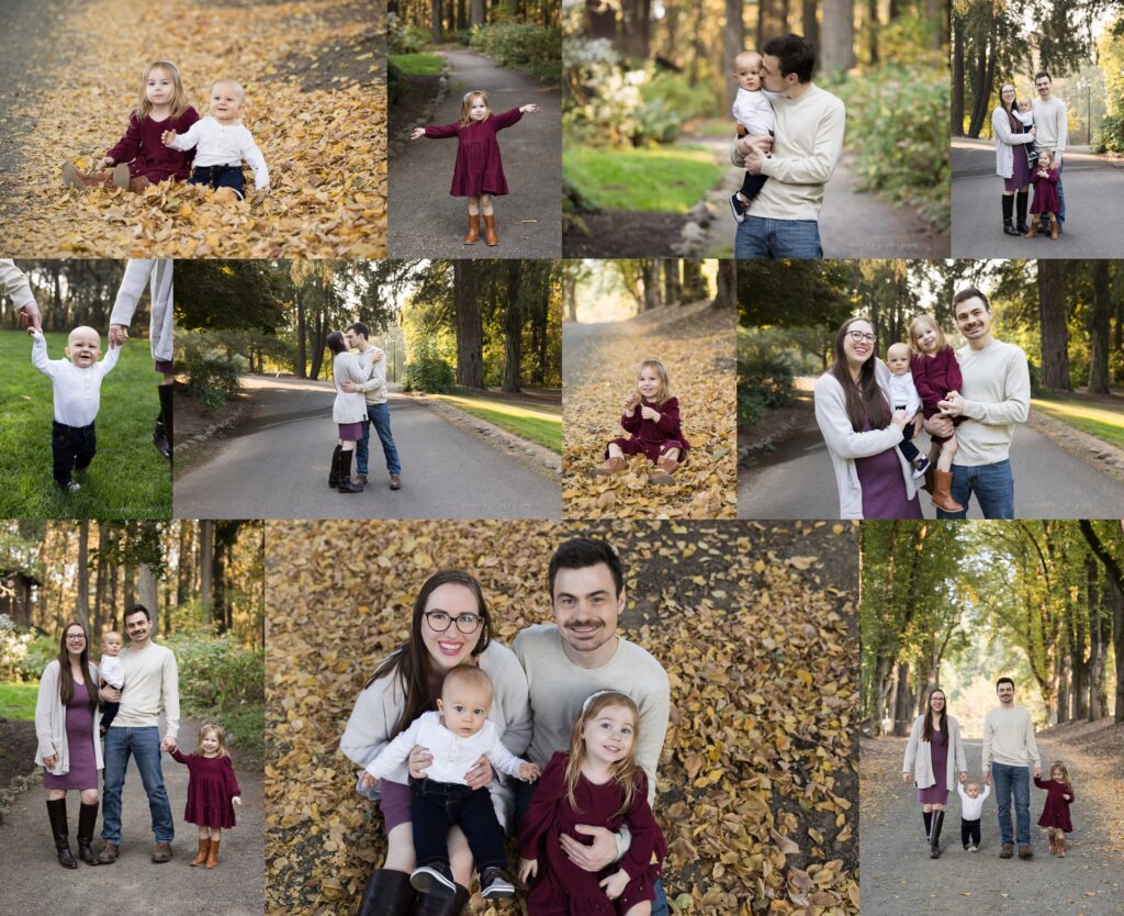 fall family photos in the leaves