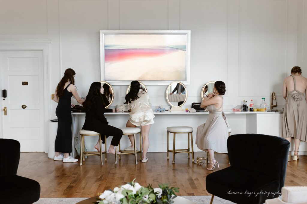 bridal suite at the Arc Light wedding venue in Oregon