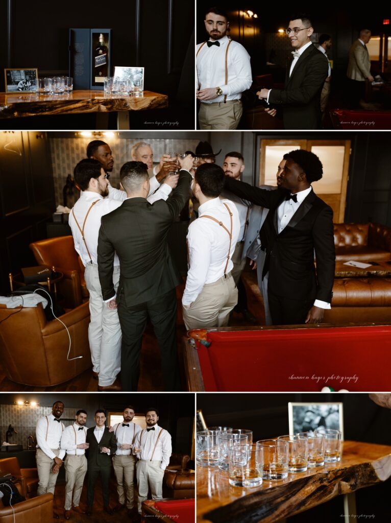 groom getting ready area at the Arc Light wedding venue