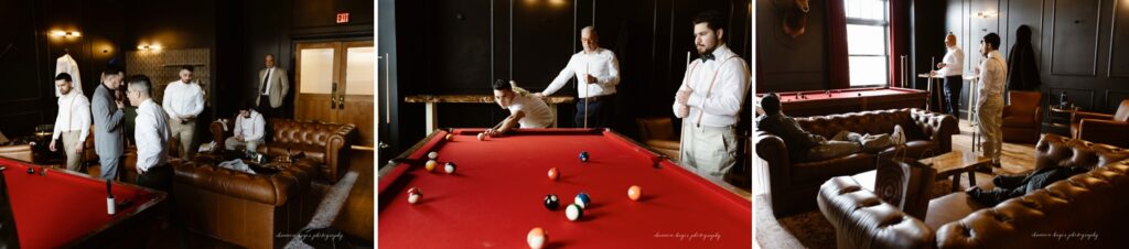 groom getting ready area at the Arc Light wedding venue