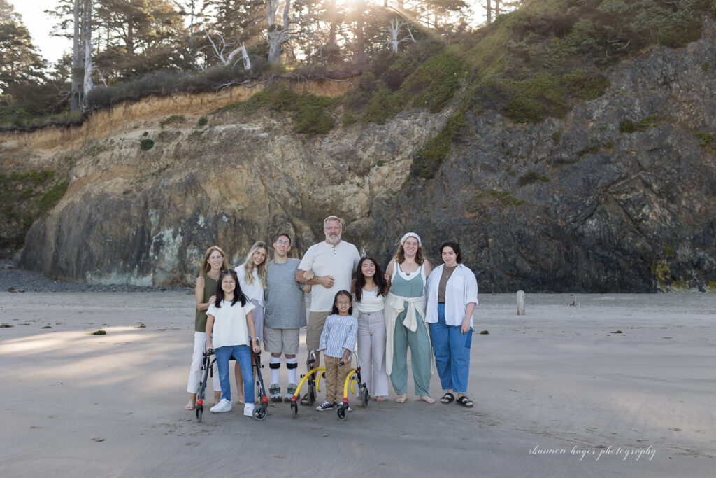 hug point beach sunrise family photo