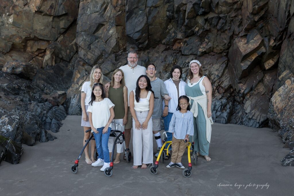 hug point beach sunrise family photo