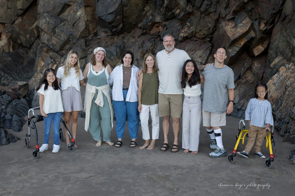 hug point beach sunrise family photo