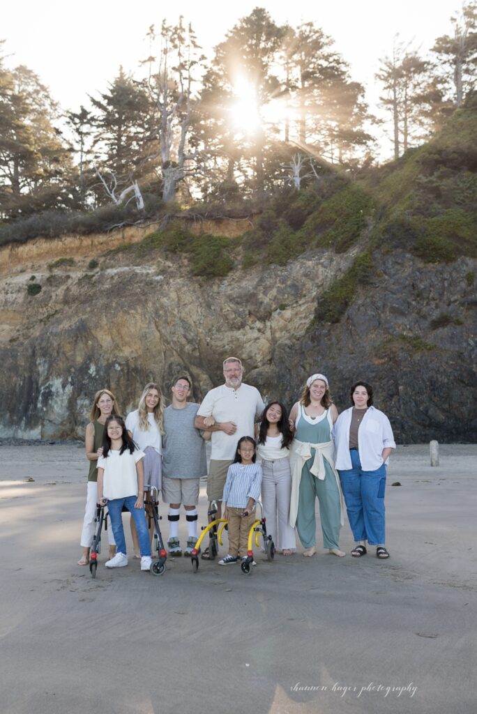 hug point beach sunrise family photo