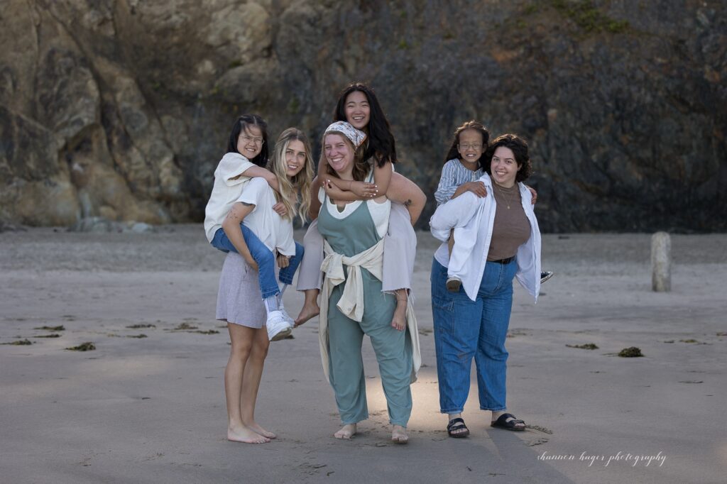 hug point beach sunrise family photo