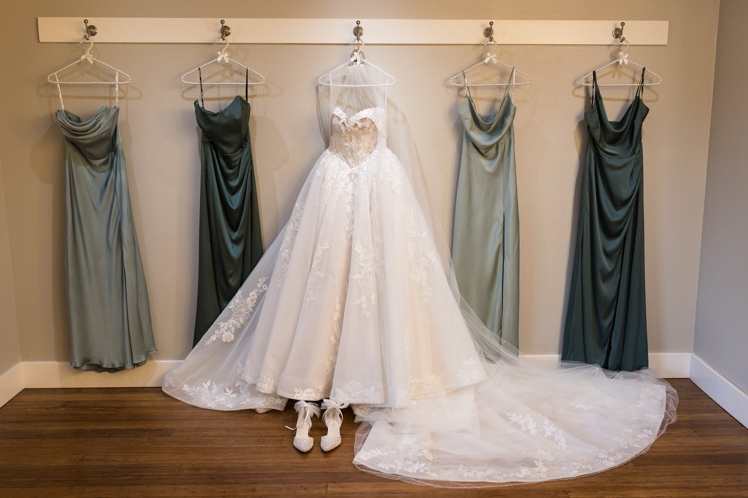 bridal gown and bridesmaids dresses
