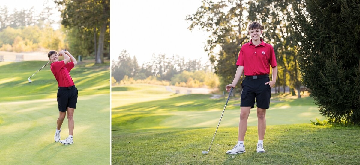 senior photos on the golf course