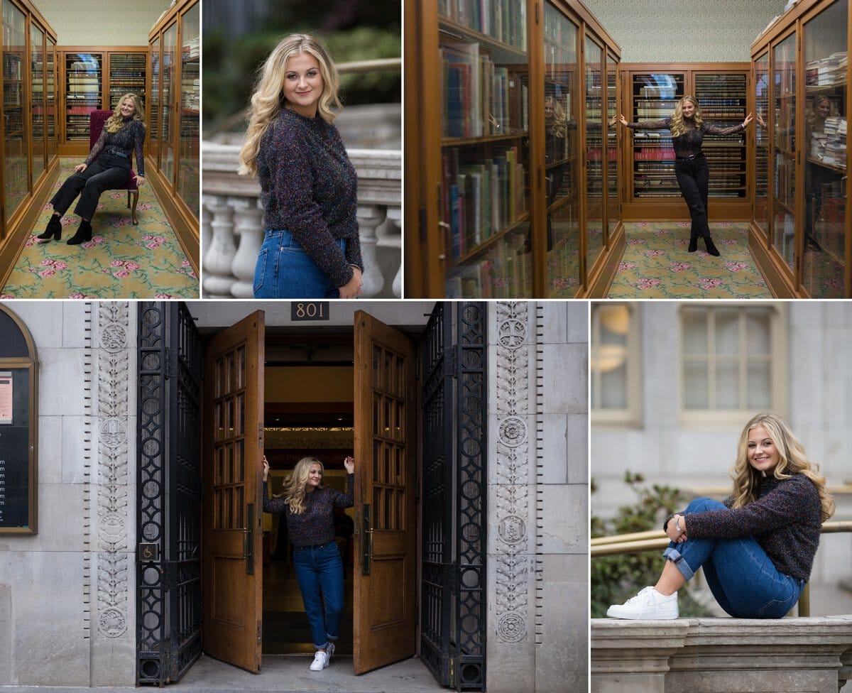 senior photos in the Portland Central Library