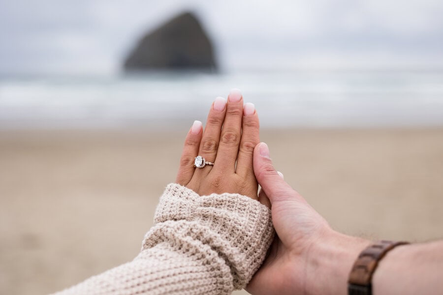 wedding proposal in pacific city on the beach