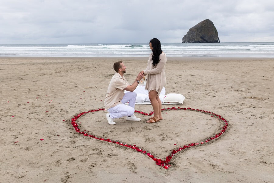 oregon beach wedding proposal