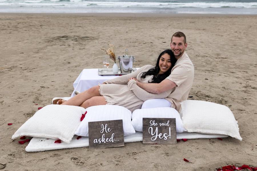 oregon beach wedding proposal